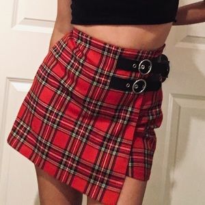 NWOT Red plaid mini skirt